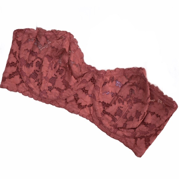 FREE PEOPLE Lace Bra Love Letters Convertible Straps Strapless Halter Red NWT - Picture 3 of 15